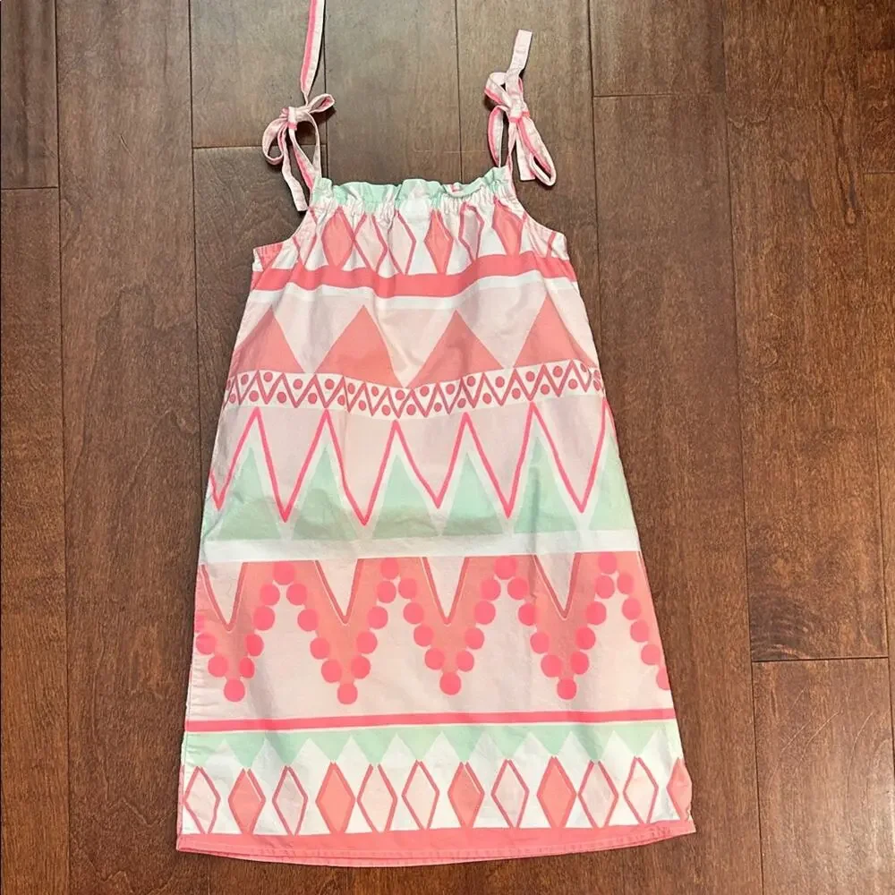 Gymboree Pink and White Geometric Pattern Cotton Dress, Size 8